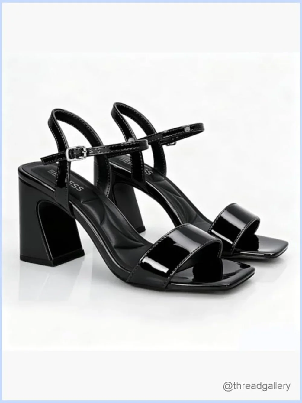 Women's Block Heel Sandals with Ankle Strap - Square Open Toe, Memory Foam